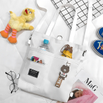 Cartera Bolsa Totebag Moderna Lona Multi Cierres - Pequeña Color Blanco Diseño De La Tela Liso - Imagen 4