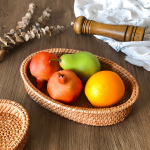 Bandeja Cesto Panera De Mimbre Ovalada Decoración Color Marrón - Imagen 3