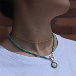 Collar Amuleto Ojo Turco Colorido Con Cuentas De Piedra - Imagen 9
