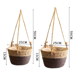 Cesto Porta Maceta Colgante En Ratan Tejido Forrado Grande - Imagen 14