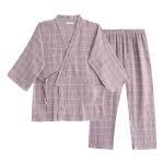 Pijama Ropa De Casa Estilo Kimono Para Adulto A Cuadros - Imagen 9