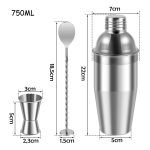 Set De Coctelería 3 Piezas Mezclador Barman Acero Inoxidable - Imagen 6