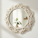 Espejo Colgante De Pared Redondo Decorativo Macramé Vintage - Imagen 3