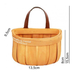 Cesto Organizador Decorativo Cocina Madera Y Cuero Chico - Imagen 3