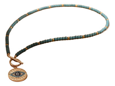 Collar Amuleto Ojo Turco Colorido Con Cuentas De Piedra - Imagen 7
