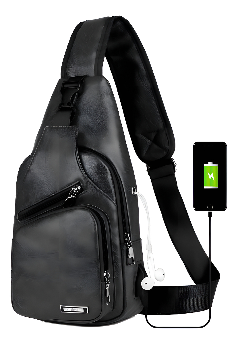 D_996066-MLA95202170210_102025-F.jpg Morral Unisex Urbano Mochila De Hombro Con Usb Cuero Pu Color Negro Diseño De La Tela Lisa - Imagen 1