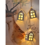 Guirnalda De Casitas Con Luz Led Madera Fina - Imagen 3