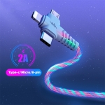 Cable Carga Usb Led Para Apple + Usb-c + Micro Usb - Imagen 3